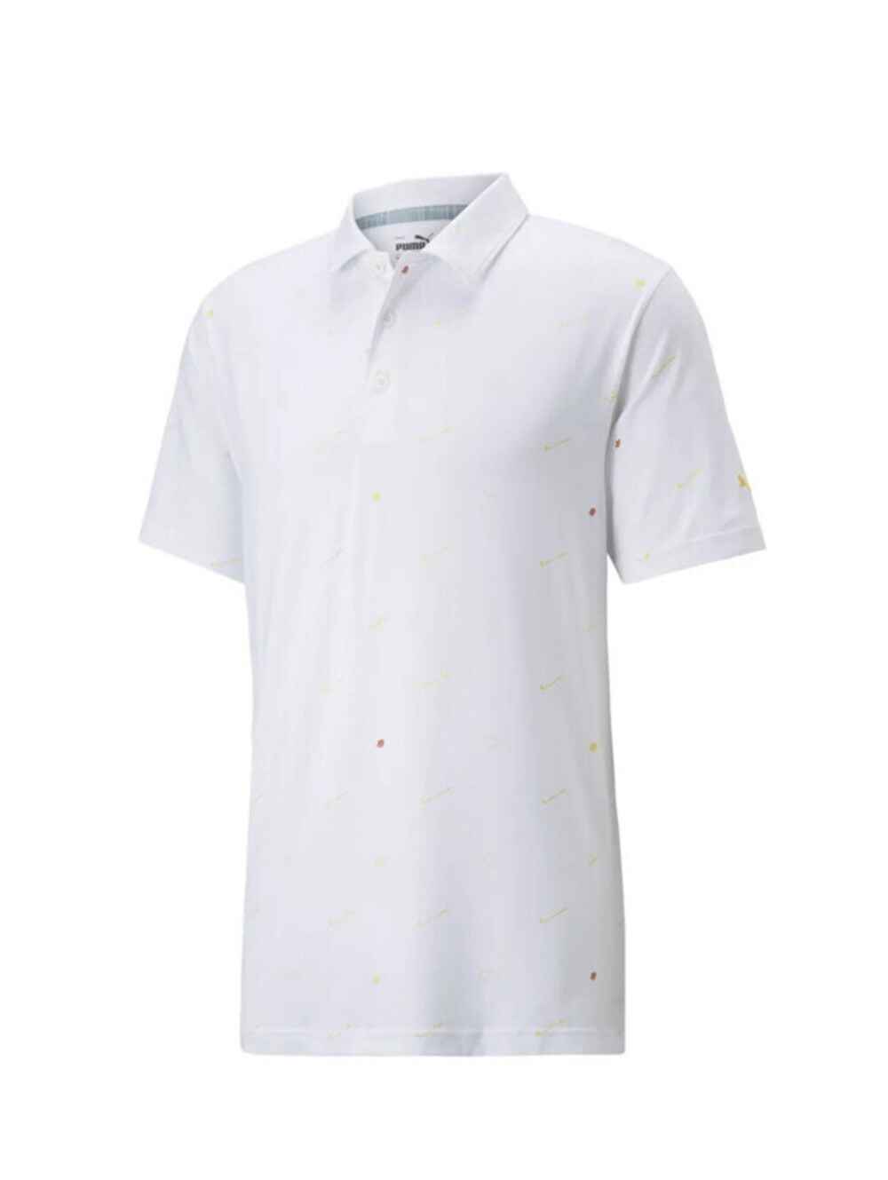 Puma Golf Men’s Polo Shirt Cloudspun Love Pattern 533854 03 White, Size XL, NEW
